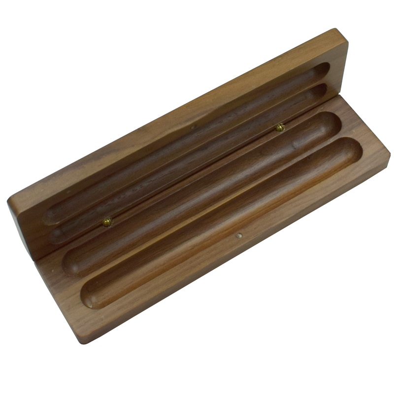 La naturaleza nogal caja de madera para bolígrafo plumas caja de almacenamiento titular contenedor de la oficina de la escuela suministros