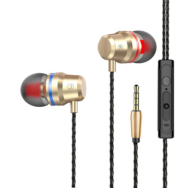 3.5mm Wired Earbuds Headphones Sports Earphone Earpiece With Mic Stereo Headset fone de ouvido For Samsung Xiaomi Phone Computer: Gold
