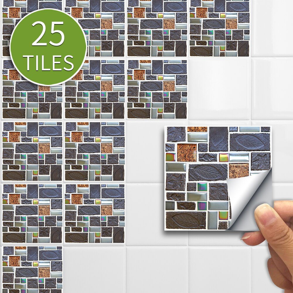 25 Stuks Mozaïek Pvc Zelfklevende Tegel Backsplash Muurstickers Vinyl Badkamer Keuken Home Decor Diy Waterdicht Behang: Stone masaic / 15x15cmx25pcs