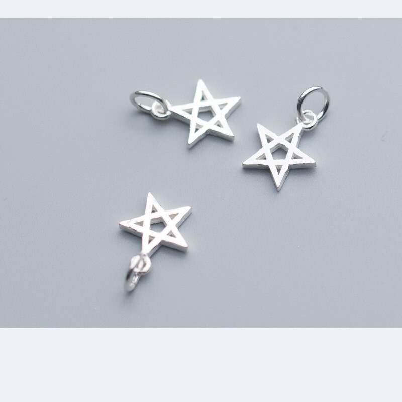 925 Sterling Silver Hollow Out Lucky Star Charms Handmade Craft S925 Silver Pendants Accessories DIY Jewelry Making For Women