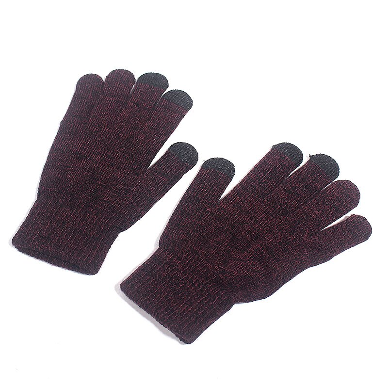 Hats Scarves Gloves Three-Piece Set Men Women Winter Warm Screen Touch Hat Thickscarf Glove Suits Boys Girls Beanies Scarf Set: Gloves F
