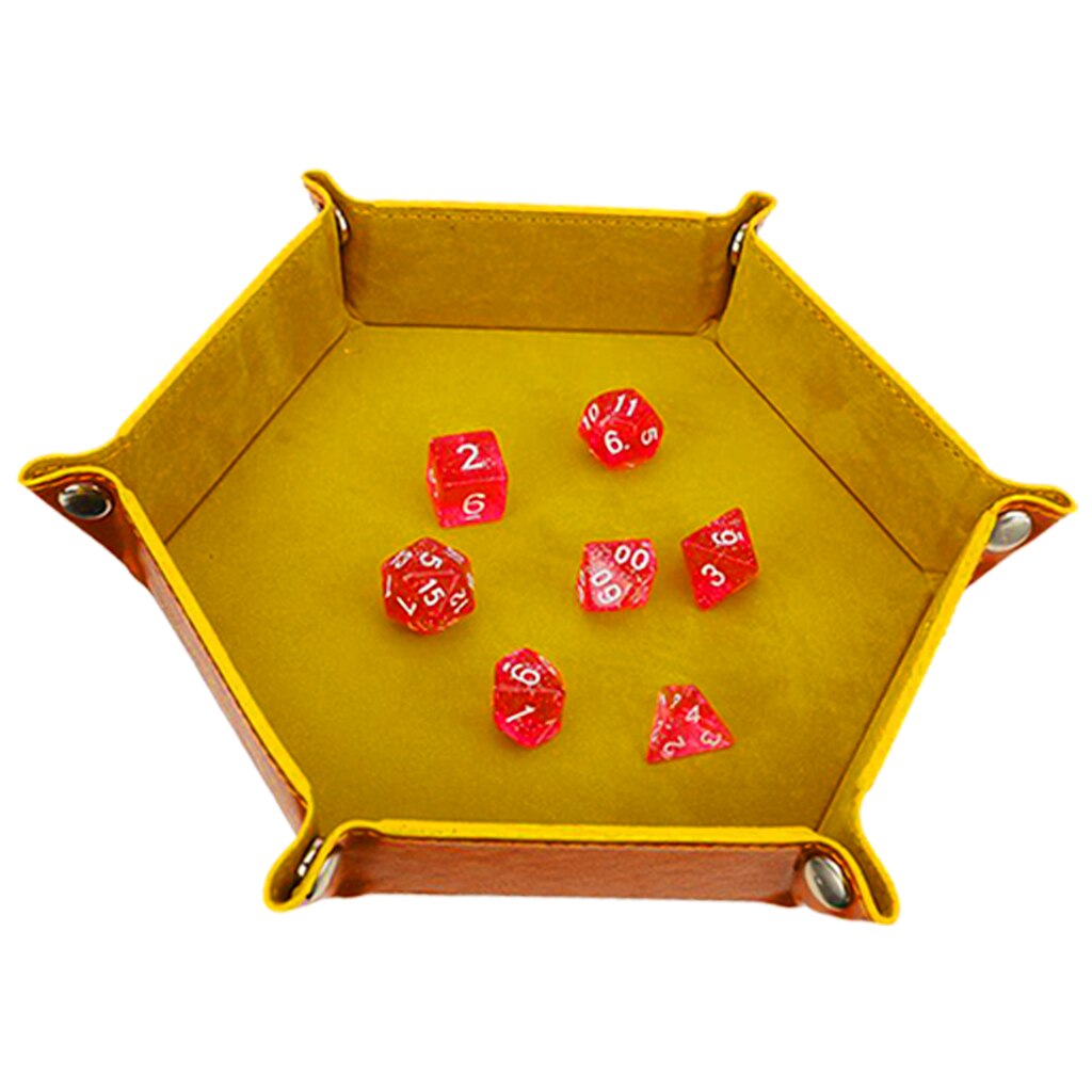 Vouwen Dobbelstenen Hexagon Lade Rolling Lade Dobbelstenen Opbergdoos Voor Tafel Games Leather & Flanel Opslag Houder Voor Thuis: YELLOW