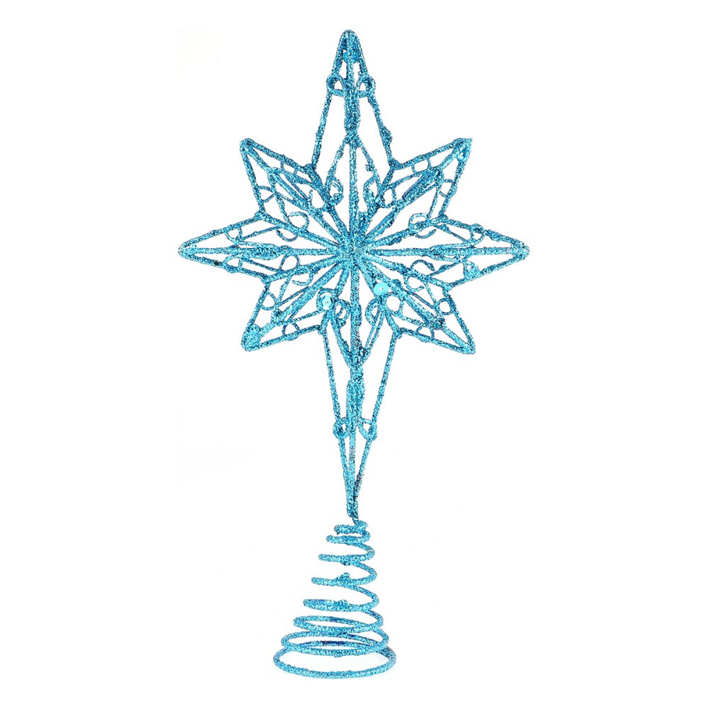 Anis étoile décoration sommet de sapin étoile dorée noël décoration sommet de sapin fer étoile Festival cime des arbres décor pour la fête à la maison (doré, 16x30c: Blue