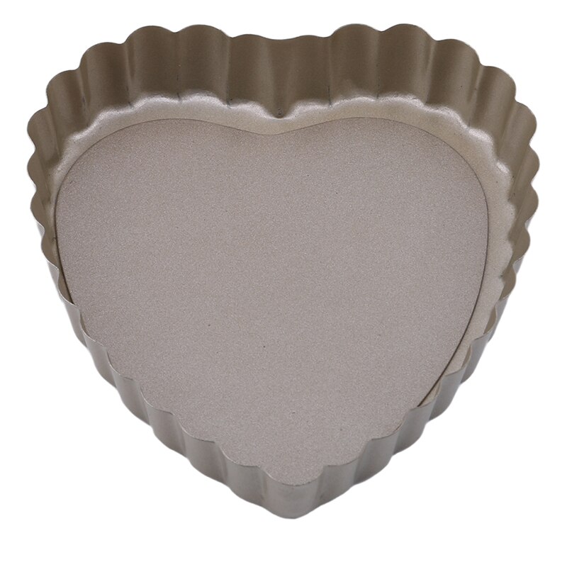 Non-Stick Tart Flan Pan Molds Pie Pizza Cake Round Mould Removable Loose Bottom Fluted Heavy Duty Pie Pan Bakeware: heart-shaped gold