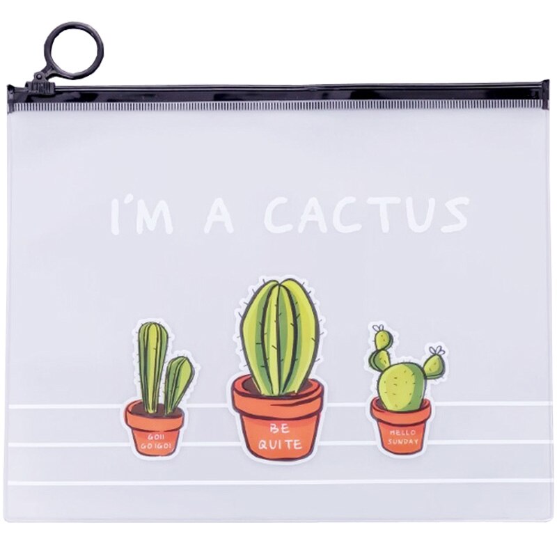 Cactus transparente de PVC de A5 Documento de la carpeta de archivos bolsa de papelería para estudiante niños lápiz caso caja de: NO.2