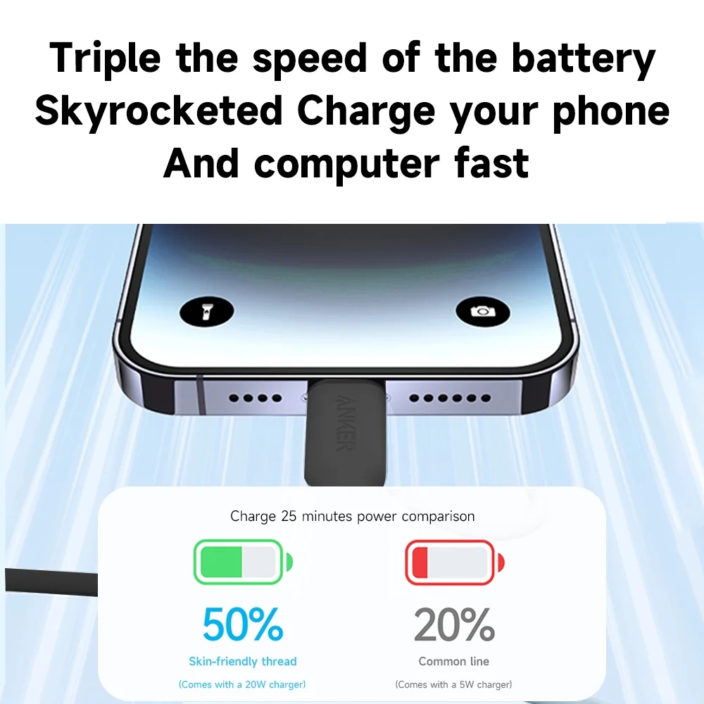 Anker powerline ii usb c till lightning-kabel 3a snabbladdningskabel mfi-certifierad för iphone 14 13 12 14 pro max datasynkroniseringskabel