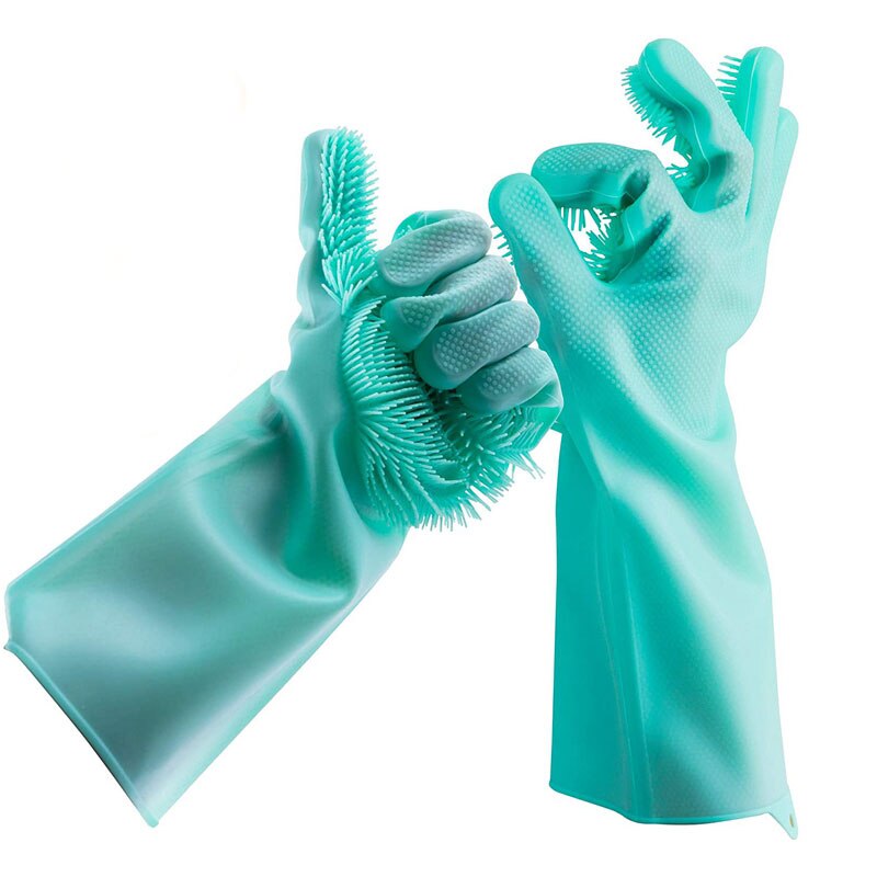 Esponja de silicona mágica para lavar platos, 1 par, guantes de goma para fregar platos, limpieza de cocina