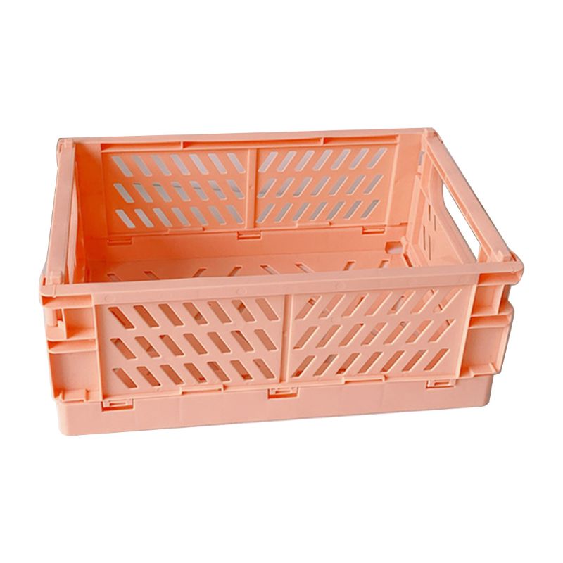 Collapsible Crate Plastic Folding Storage Box Basket Utility Cosmetic Container L41E