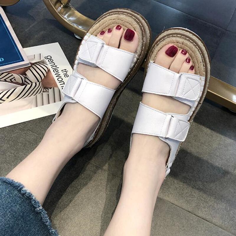 YEELOCA Sommer Neue Leinen Einlegesohle Offene spitze Leder Sandalen Hanf Plattform Sandalen Frauen Schuhe Fischer Haken & Schleife alias Mujer