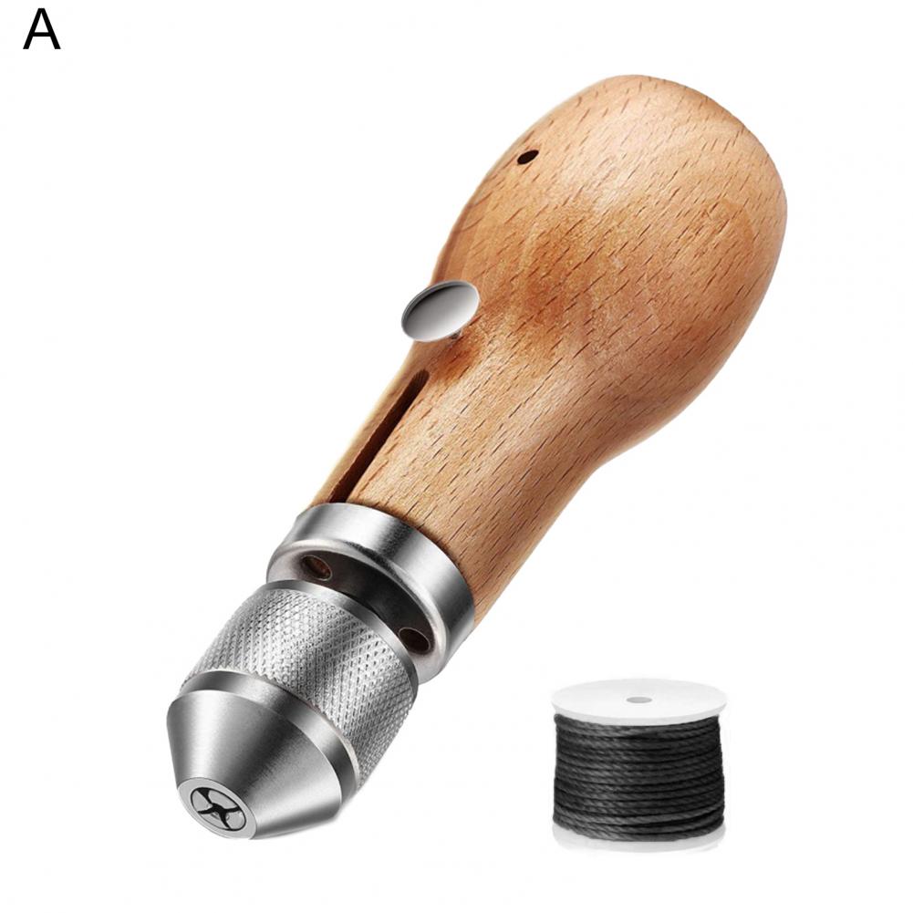 Leather Sewing Awl Hand-held fine workmanship Comfortable to Grip Wood Handle Stitching Awl Set for Thick Fabric