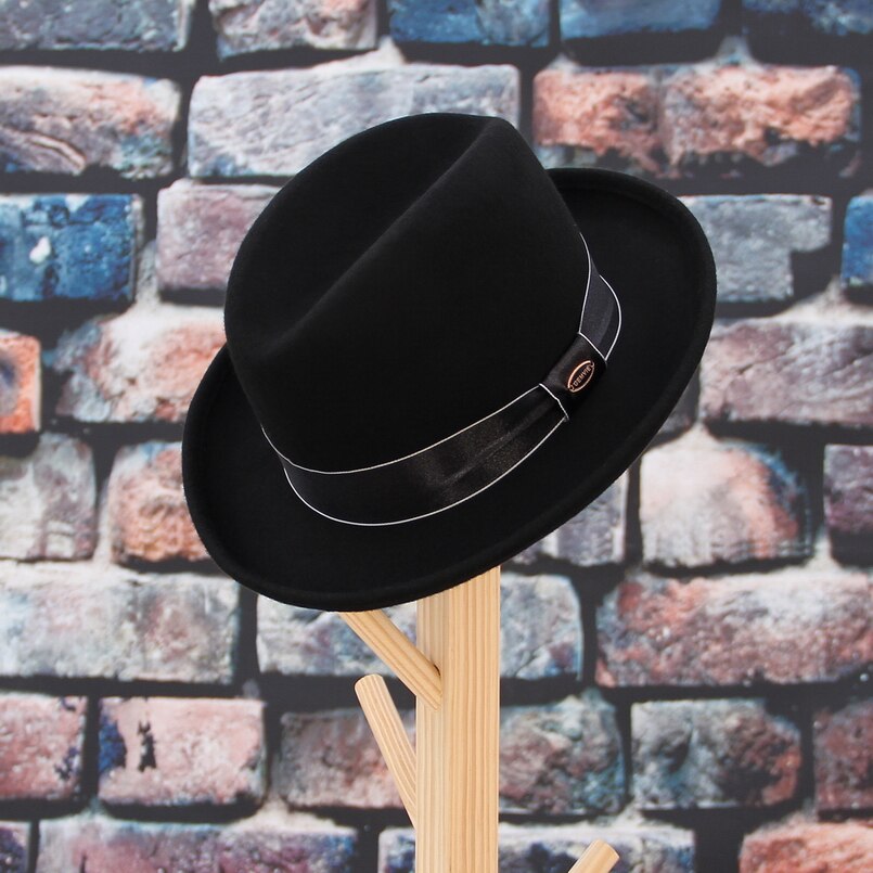 Gemvie merk dames s 100%  wollen billycock homburg hoed fedora winter vilten hoed maat s