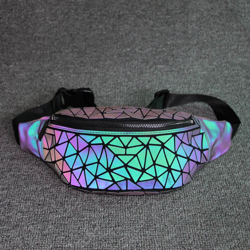 Luminous Waists Bags Women Waist Fanny Packs Belt Bag Luxury Brand Leather Chest Handbag Geometry Waist Packs Purse: Luminous A