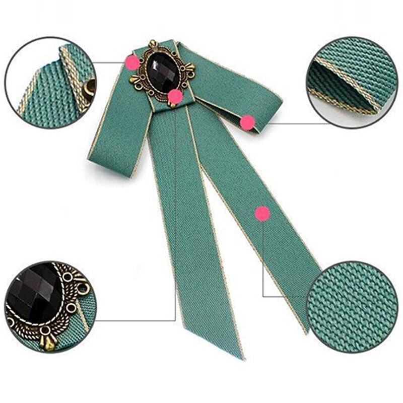 Corbata de moño grande Vintage para mujer, Collar de cinta con borlas de cristal con broche, joyas para un traje , Pin