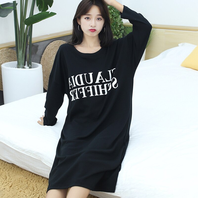 Slip Under Dress Women'S Intimate Ladies Cotton Long Sleeve Sleep Skirt Large Size Loose Worn Outside Home Pajamas