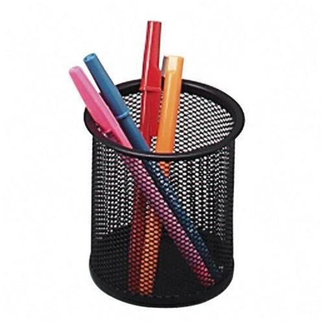 Metalen Pen Potlood Houder Zilver 21x6 Cm - Briefpapier Organizer School En Kantoor