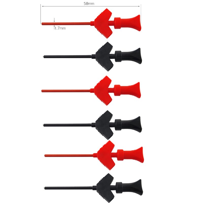 2pcs/set Mini Analyzer Grabber Test Probe SMD IC Test Hook Clip Jumper Probe Logic Analyzer Testing Accessories Red/Black#9: 3 Pairs