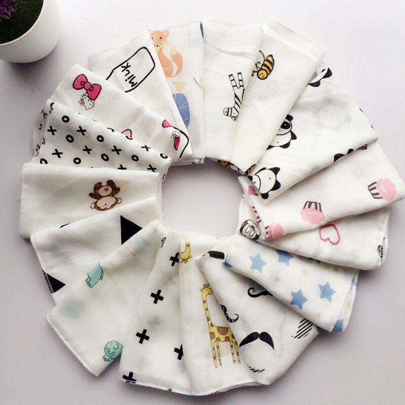 10 Pcs Baby Baby Handdoek 28*28 Cm Mousseline Handdoek Zakdoeken Twee Lagen Veeg Handdoek D7YD