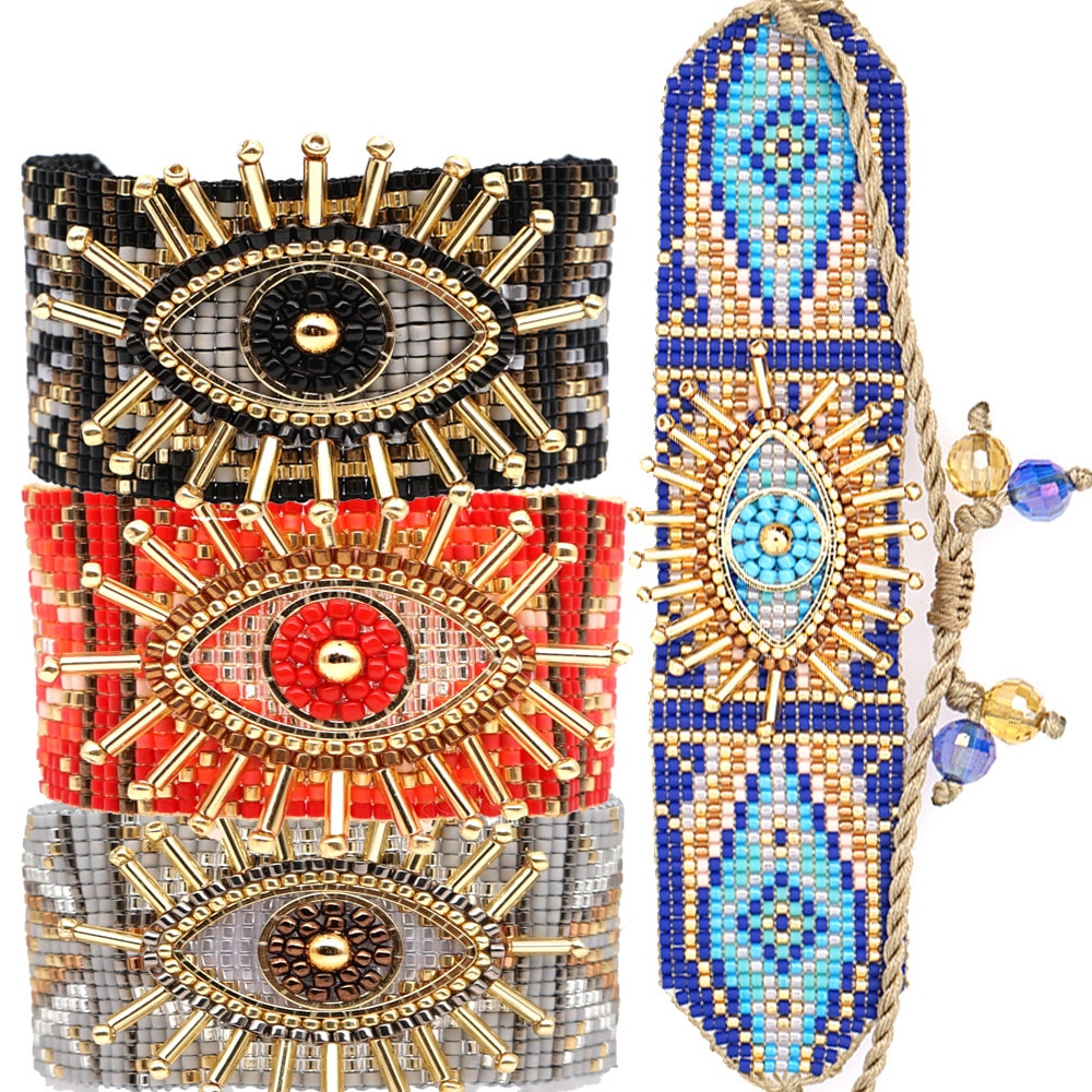 ZHONGVI Evil Eye Bracelet For Women Trendy Jewelry MIYUKI Lucky Pulseras Mujer Moda Unique Bracelets Handmade Loom Woven