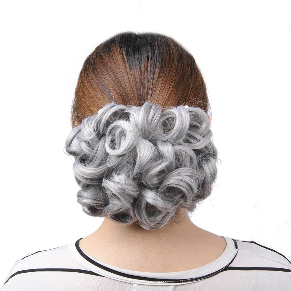 Oubeca Short Messy Curly Hair Buns Extensions Easy Stretch Hair Combs Scrunchie Chignon Clip In Ponytail Extensions For Women: Gray