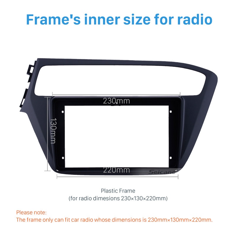 Seicane coche 2Din 9 "estéreo Fascia Auto Radio Panel Cover instalar Dash bisel ajuste Kit de montaje para HYUNDAI i20 LHD OEM NO brecha
