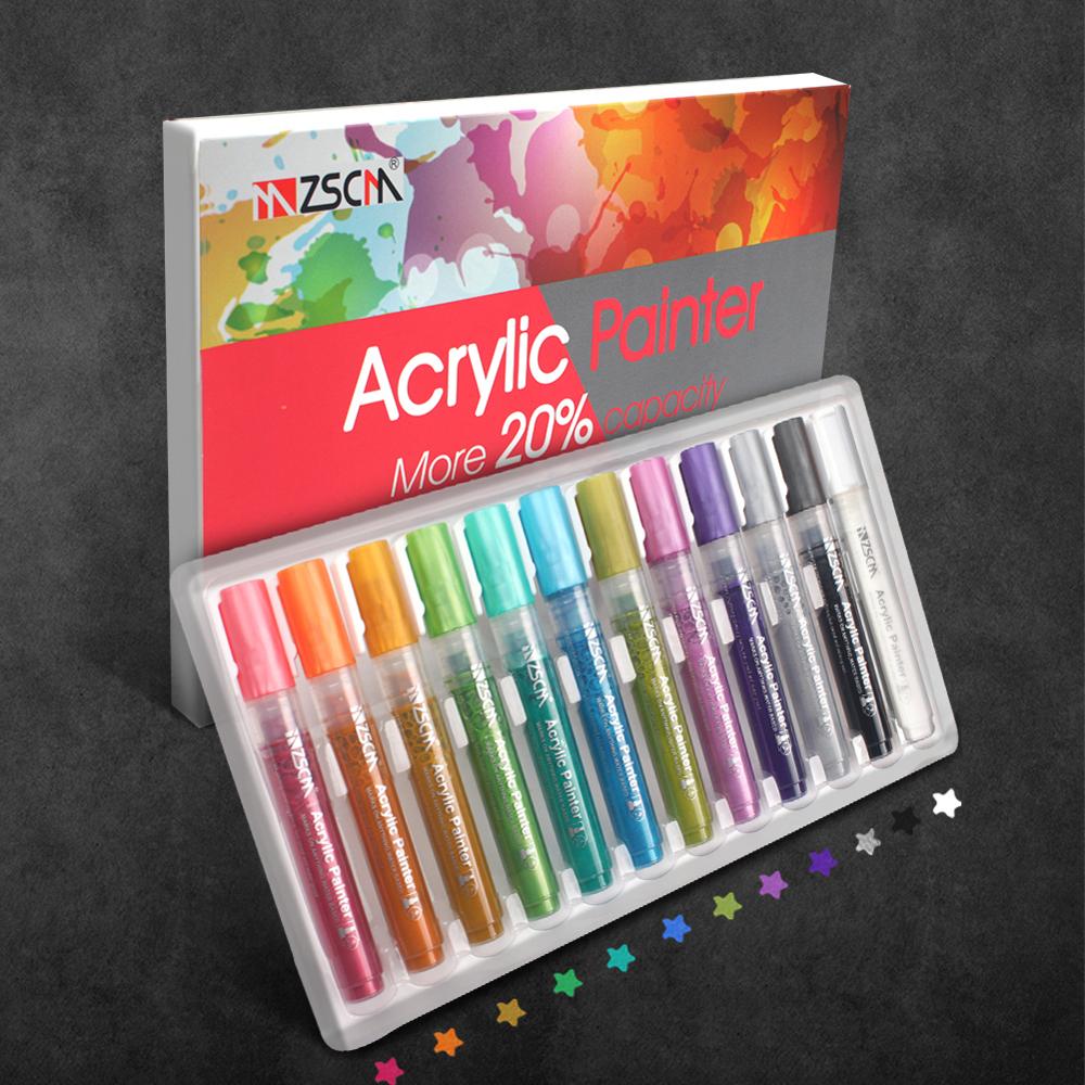 12 Farben Set Marker Acryl Malen Permanent Marker Vicedeal 12-farben-set-marker-acryl-malen-permanent-marker-vicedeal