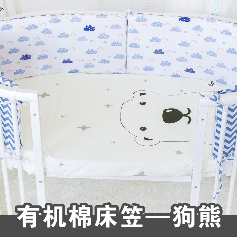 Nyfødt baby monteret krybbe ark tegneserie print lagen baby seng madrasovertræk til unisex drenge piger: Bjørn