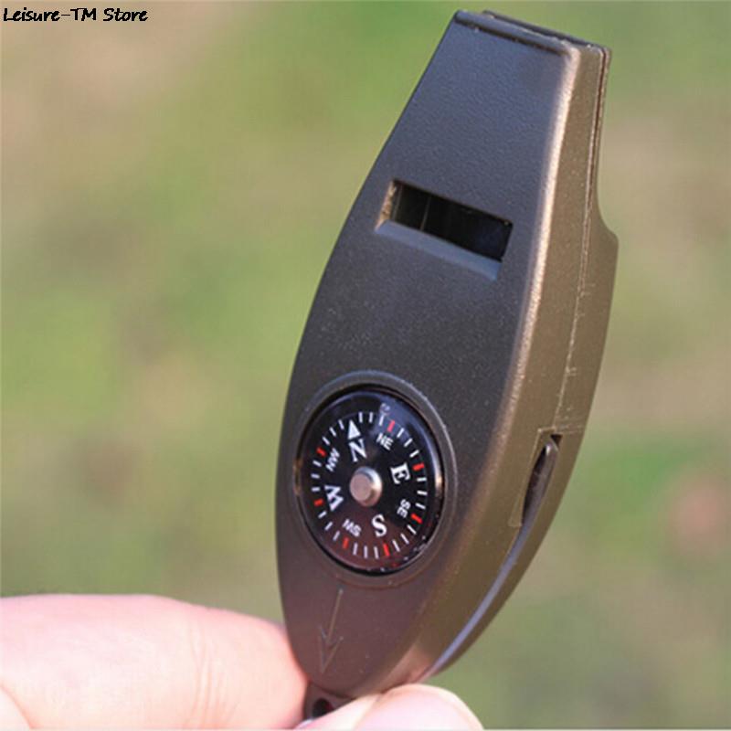 Outdoor 4 In1 Survival Compass Emergency With Keychain Survival Kits OutdoorThermometer Whistle Magnifier Versatile