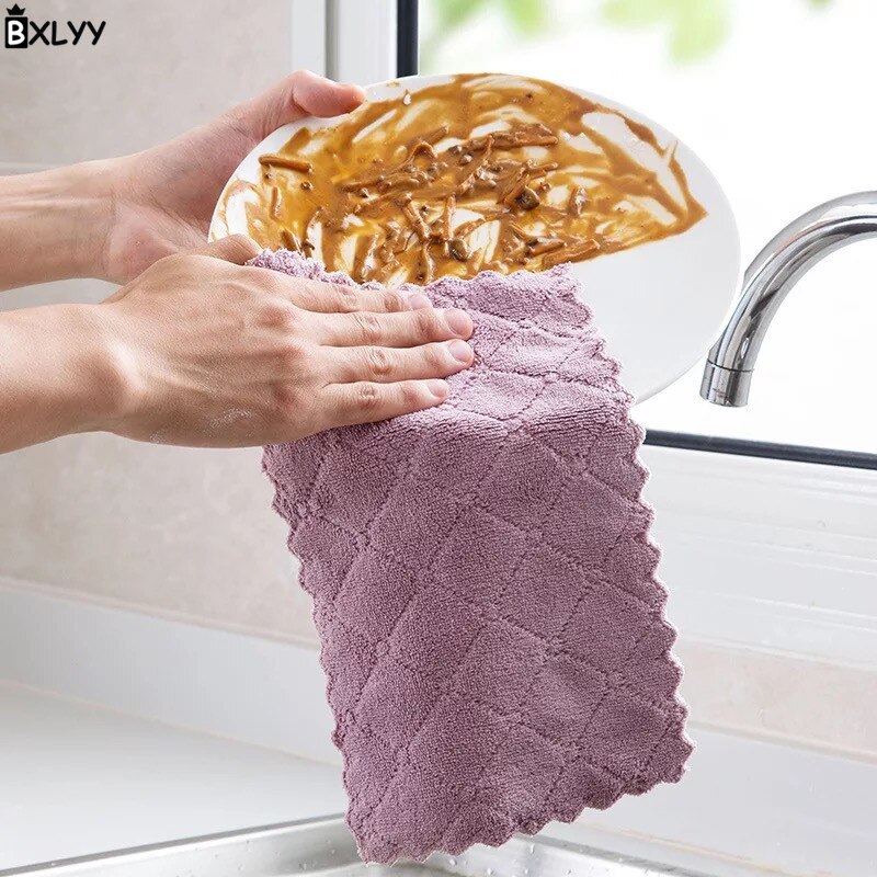 BXLYY 27x16cm multifunctionele Coral Fluwelen Poetsdoek Huishoudelijke Schoonmaakdoekje Keuken Accessoires Keuken Helper Bakken schotel. T