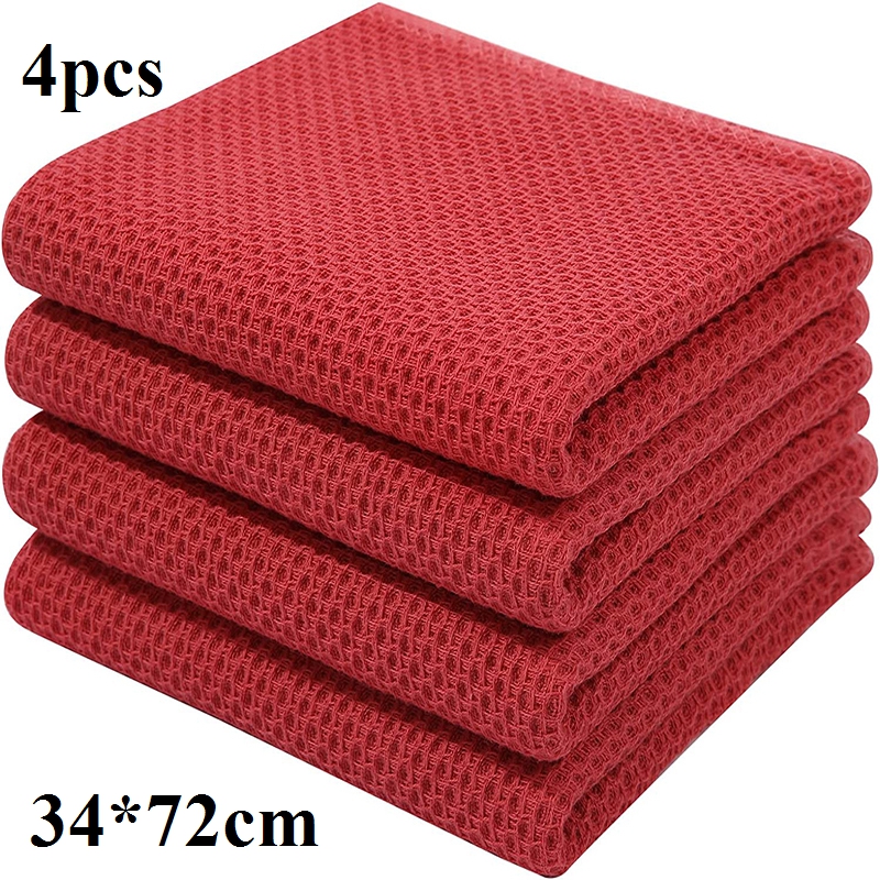 Homaxy 4/6Pcs Cotton Kitchen Towels Ultra Soft Dishcloth Magic Cleaning Cloth Absorbent Cleaning Towel Thickened Wipe Wash Towel: Yellow