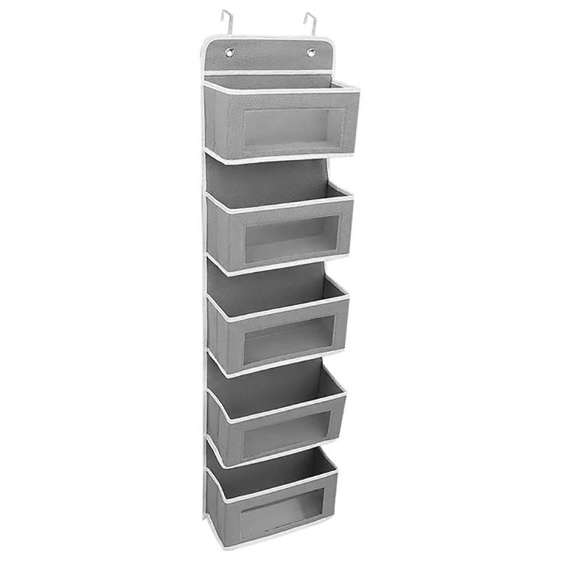 Five-layer Door Hanging Organizer Rack Wall Bag Storage Closet Holder Wardrobe Closet Transparent Storage Clothes Organizer: B