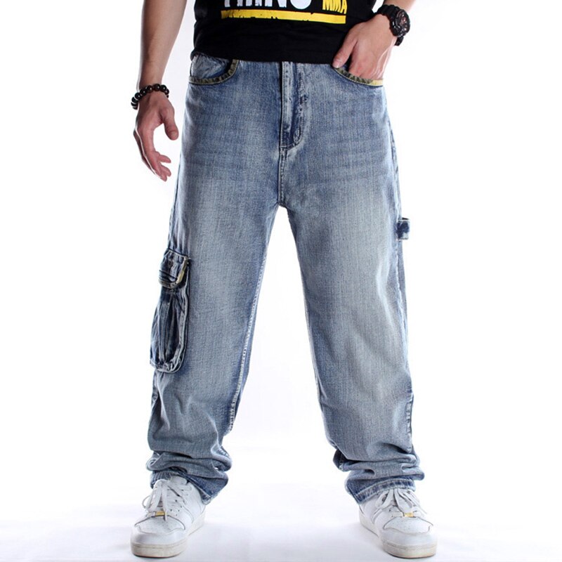 Jeans de danse pour hommes, Baggy hip hop, ample, grande poche pour garçons, pantalon de skate, Punk Denim, grande taille 30 – 46