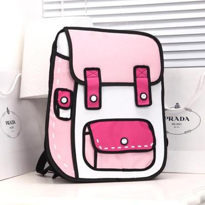 3D Jump Style 2D Tekening Cartoon Paper Bag Comic Rugzak Messenger Tote Leuke Student Zakken Unisex Bolos: Roze