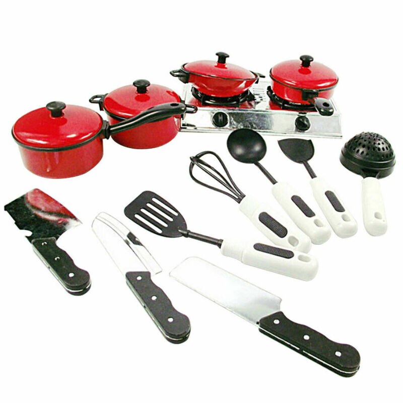 2019 Più Nuovo caldo 13pz Delle Ragazze Del bambino Dei Capretti Del bambino Casa del Gioco Del Giocattolo Da Cucina Utensili Da Cucina Pentole Padelle Piatti di Cibo Pentolame e Utensili per cucinare