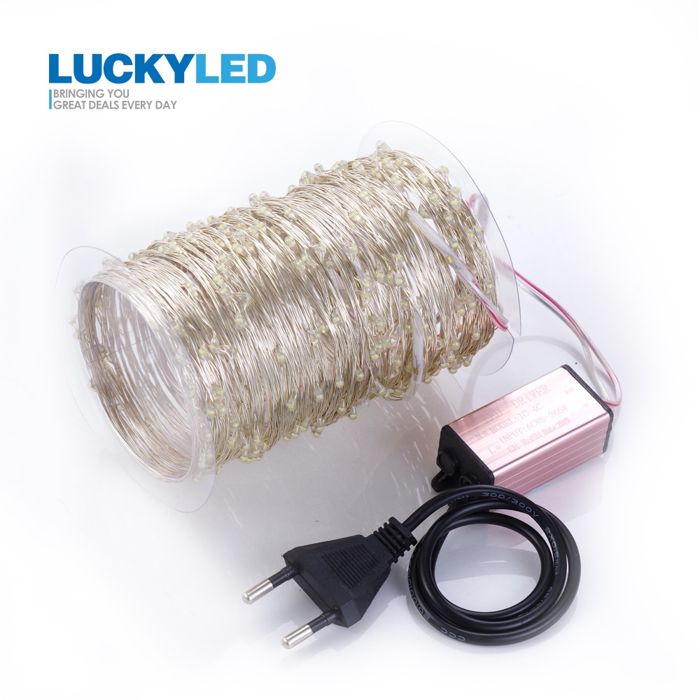 Led Outdoor String Fairy Light Waterproof AC85-265v 30M Silver Wire Light Party Wedding Decoration Led string light with EU Plug