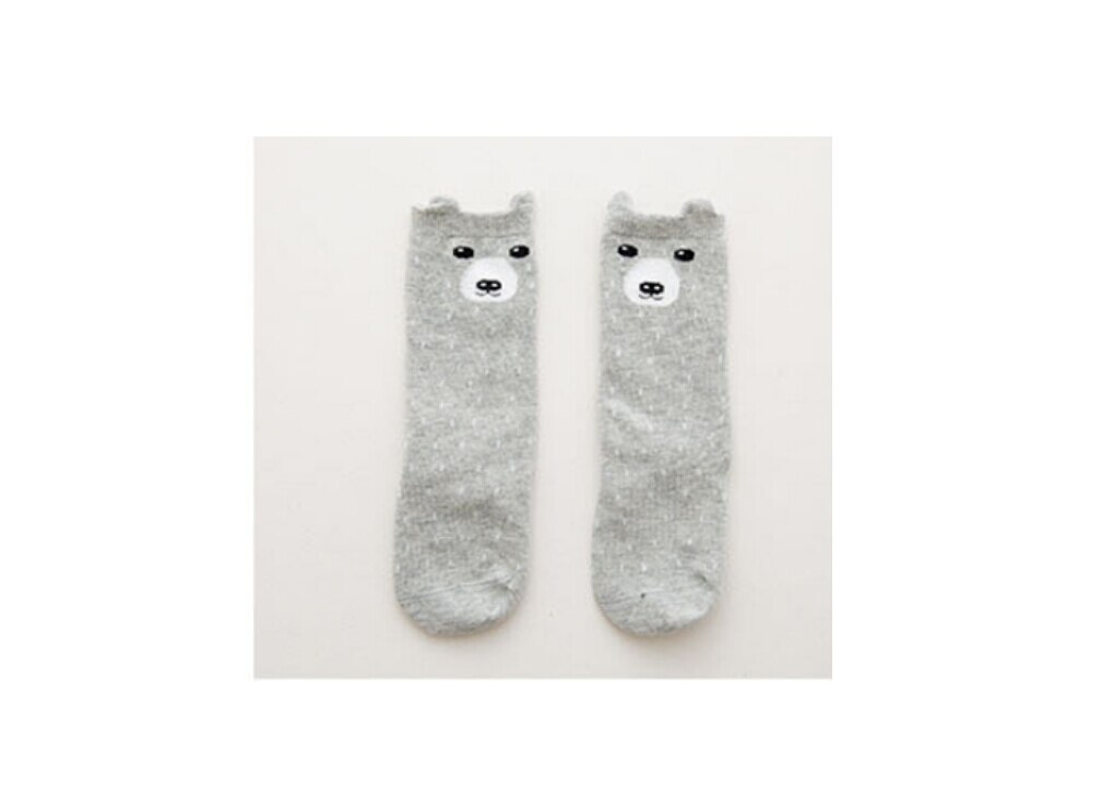Kleinkind Baby Mädchen Kurze Socken Niedlichen Karikatur Ebene Socken Weiche Baumwolle Kniehohe Baby Junge Mädchen Socke Blumen- freundlicher Socken: Grau / 2T zu 4T