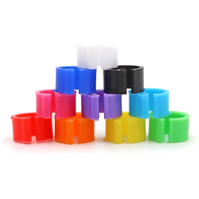 Anillos de plástico para pies de palomas y codorniz, suministros para aves pequeñas, 10 colores, piezas, 100