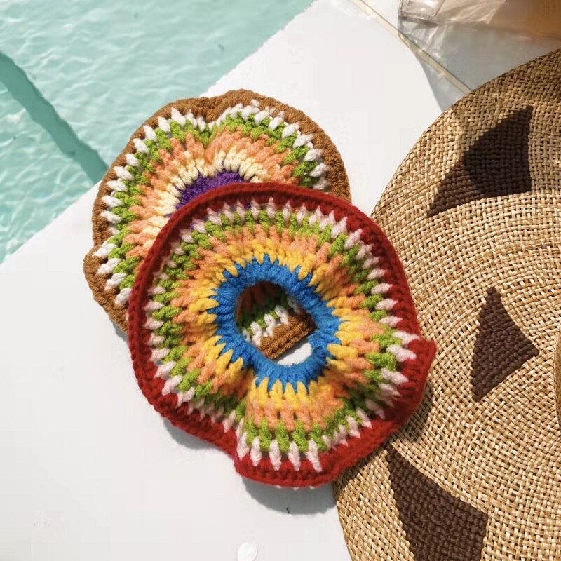 Bandeau Triangle rétro en tricot pour femmes, doux et coloré, marguerite, tournesol, Crochet, Bandana, bijoux, accessoires pour cheveux, 2022