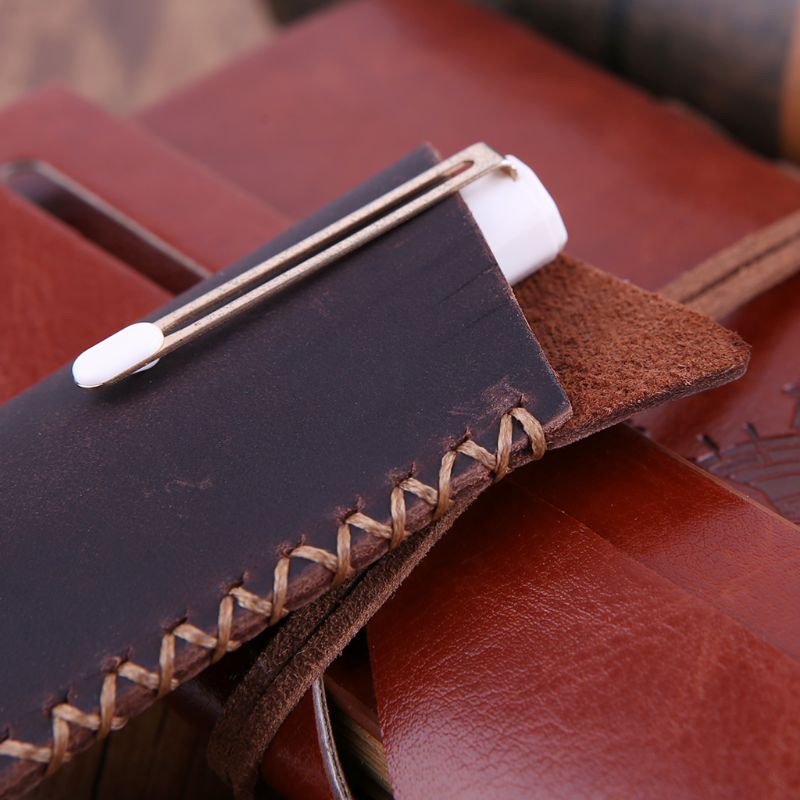 Retro Leather Pen Holder Ballpoint Pen Protective Sleeve Cover Handmade Fountain Pouch For Holding Single Pen For Office