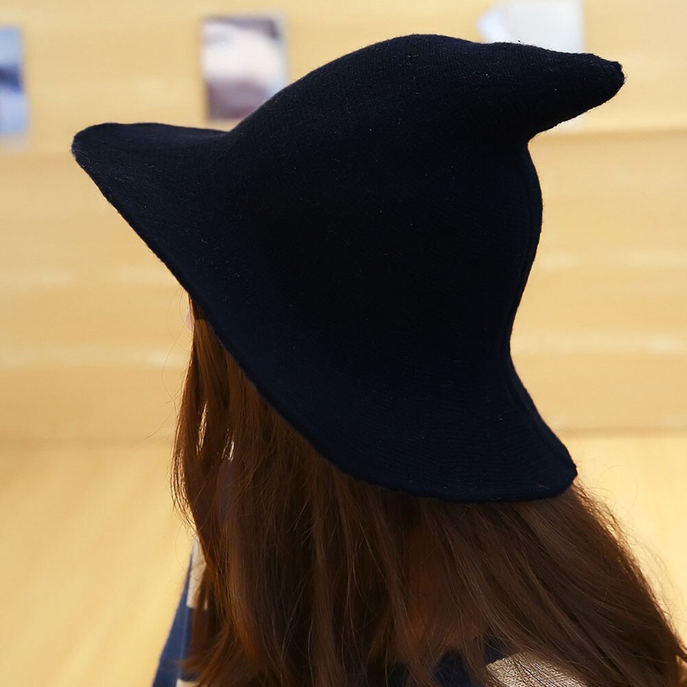 Chapeau pointu pour femmes | Chapeau de fête, tout assorti, chapeau de Festival de sorcières, casquette solide de noël d'halloween: Black