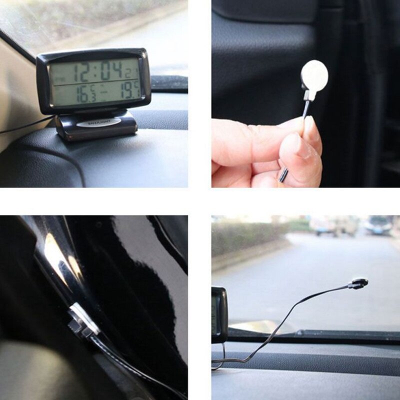 Car Led Thermometer Time Electronic Clock Watch Car Night Light Clock Temperature Display Car Interior Products Luminous Auto Ac