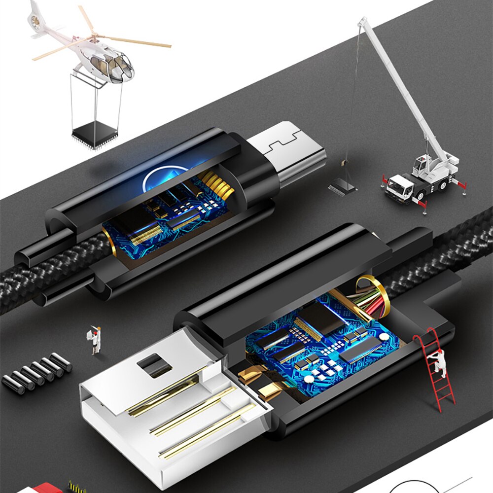 Cable Micro USB de sincronización de datos de carga ByleenFast de 1M, 2M, 0,25 M, cargador de teléfono Android para Xiaomi Redmi Note 5, 6 Pro, PS4 y Kindle