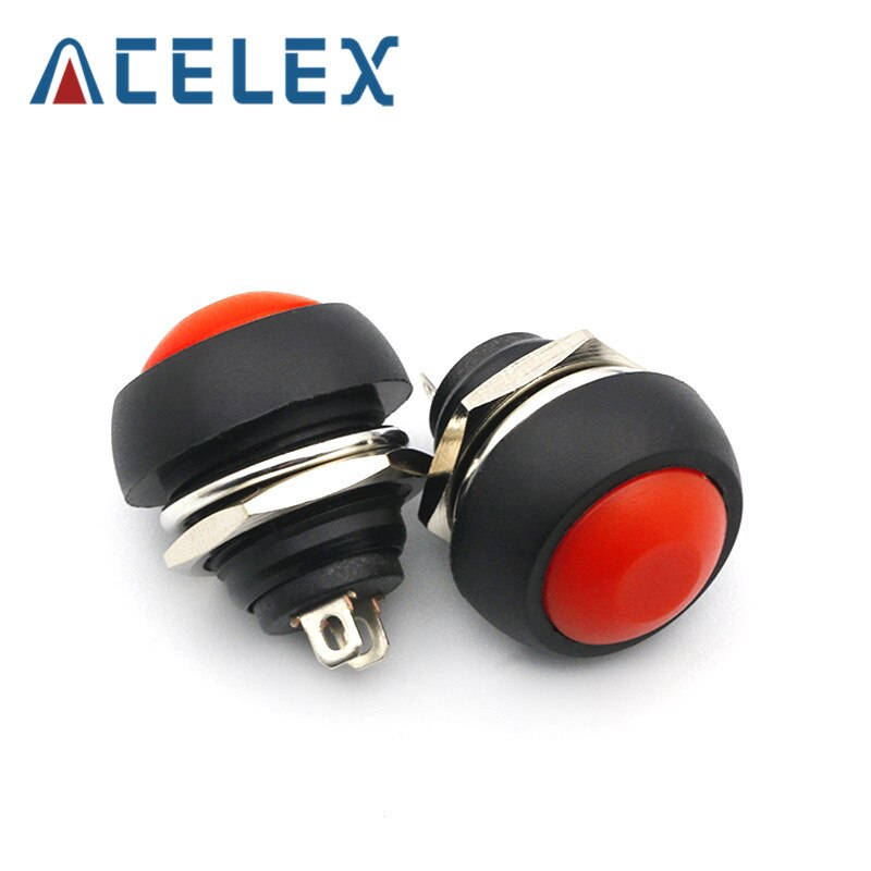 12mm PBS-33B Waterproof Momentary ON OFF Push Button Swithch Mini Round Switch: Red