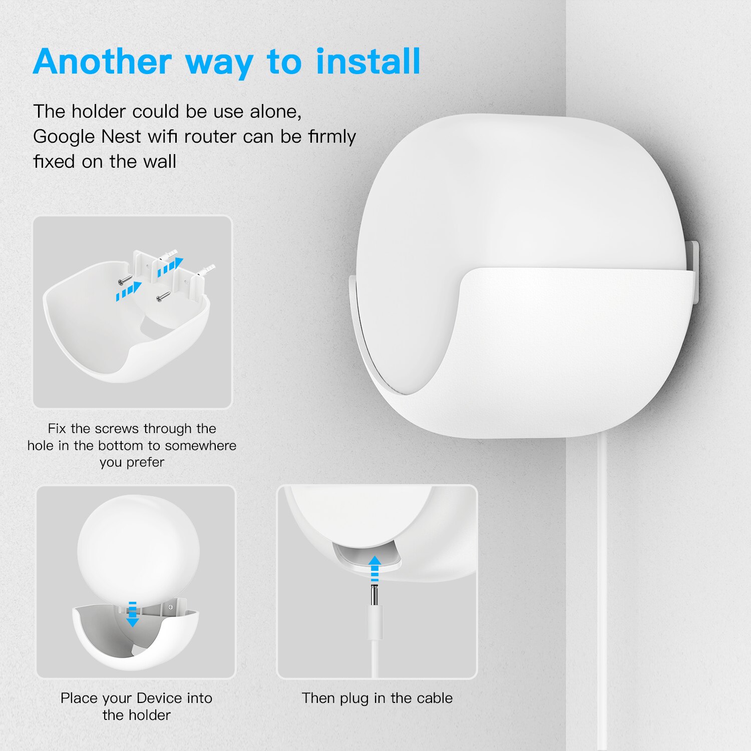 Prise support de montage mural uniquement pour routeur WiFi Google Nest Installation facile et pas de support d'encombrement de cordon support pas de vis, blanc