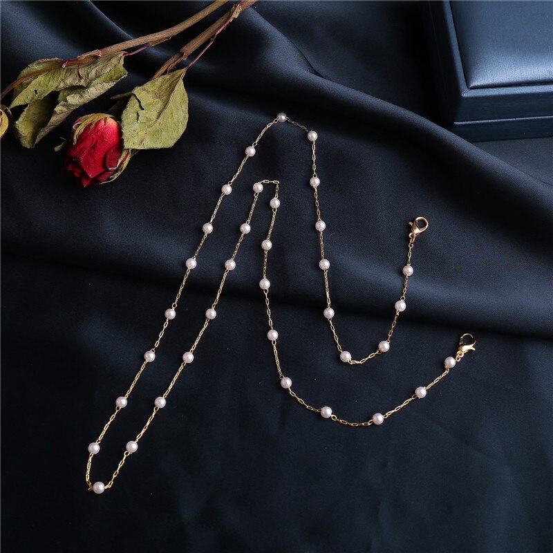 Pearl Beads Mask Chain Necklace Butterfly Glasses Lanyard Necklaces for Women Men Long Chain Shell Necklace Anti-lost Jewelry: CS5210401