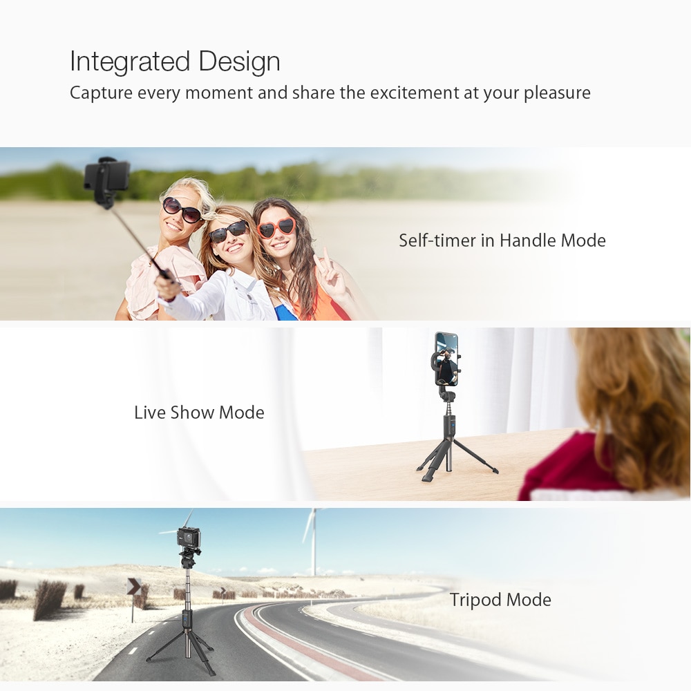 Blitzwolf 3 In 1 Selfie Stok Bluetooth Remote Handheld Statief 810 Mm Uitgebreide Monopod Voor Gopro 1/4 'Sport Camera telefoons Dslr