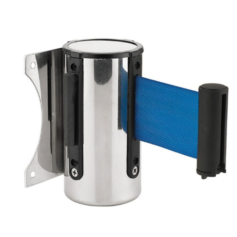 KinJoin Stainless Steel Retractable Belt Wall Mount Ribbon Barrier Tape Crowd Control Outdoor Sport Stanchion Queue 2m/3M/5m: blue / 3M