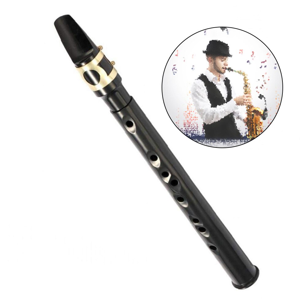 Practice Saxophone Small Pocket Sax Mini Instrument Key C Plastic Black Portable For Travel Outdoor Instrumentos Mini Saxophone