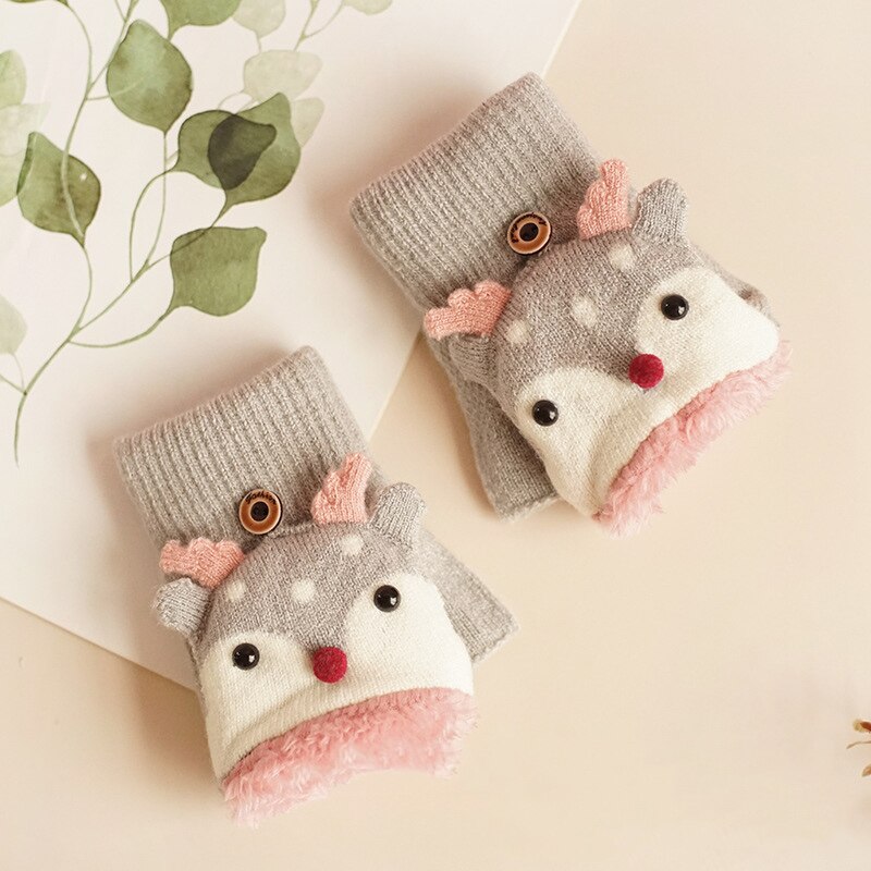 Karikatur Rentier Fäustlinge Für freundlicher Winter warm Plus Samt Verdickung freundlicher Baby Mädchen Handschuhe Gestrickte freundlicher 1-8 Jahre