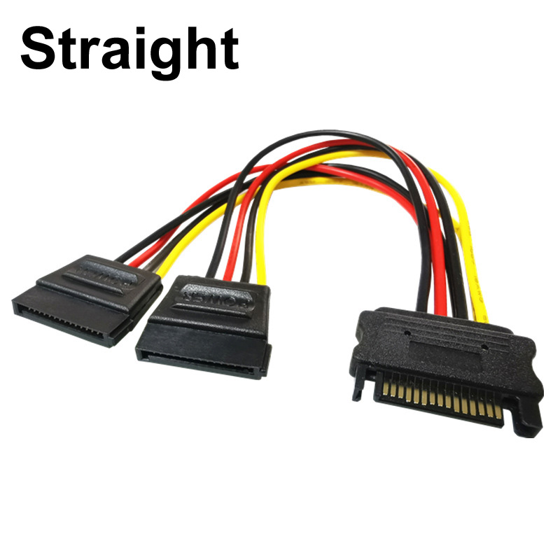 1/2/5 Uds 20CM codo recto de 90 grados SATA 15 pines macho a 2x15P hembra Y Cable de alimentación de 15 pines adaptador de conector divisor HDD: Naranja / 0,8 m