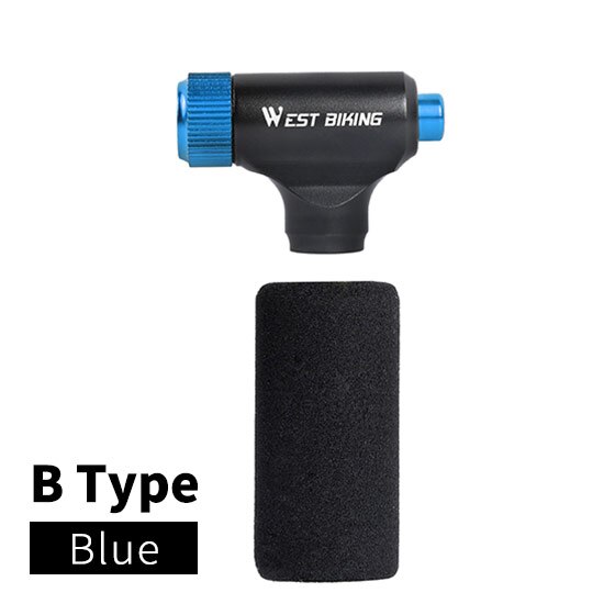 WEST BIKIING CO2 Pump Bike Mini Hand Pump MTB Road Bicycle Air Inflator Schrader Presta Valve Adapter Ball Cycling Accessories: B New Blue